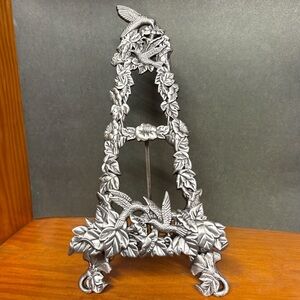 Elegant Silver Pewter Decorative Hummingbirds Easel